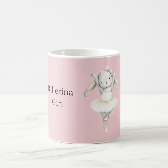 Rosa ballerina flicka kanin i tutu kaffemugg (Center)