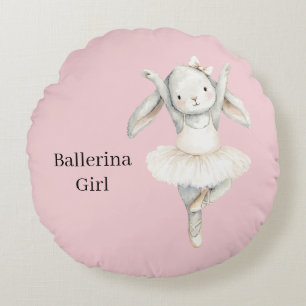Rosa ballerina flicka kanin i tutu rund kudde