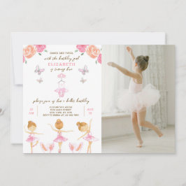 Rosa Ballerina födelsedagsinbjudan med foto Inbjudningar