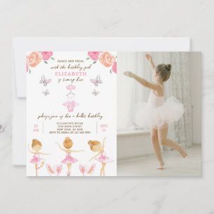 Rosa Ballerina födelsedagsinbjudan med foto Inbjudningar