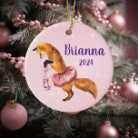Rosa Ballerina Fox Personlig namn Julgransprydnad Keramik<br><div class="desc">Den här designen kan vara personlig i det område som tillhandahålls genom att ändra fotot och/eller text. Du kan också anpassa den genom att klicka på Anpassa den här mallen och sedan välja klicka för att anpassa ytterligare alternativ och ta bort eller ändra färg i bakgrunden, lägga till text, ändra...</div>