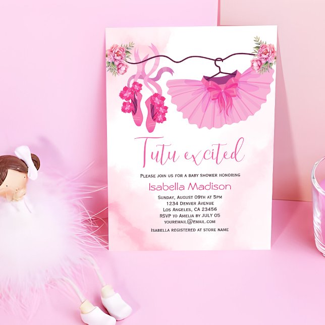 Rosa Ballerina Girl Baby Shower Inbjudningar (Skapare uppladdad)