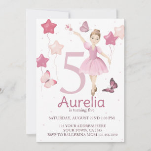 Rosa Ballerina Girl Birthday Investigation Inbjudningar