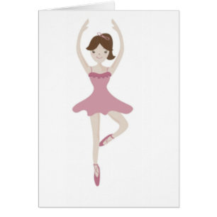 Rosa Ballerina Girl Hälsningskort