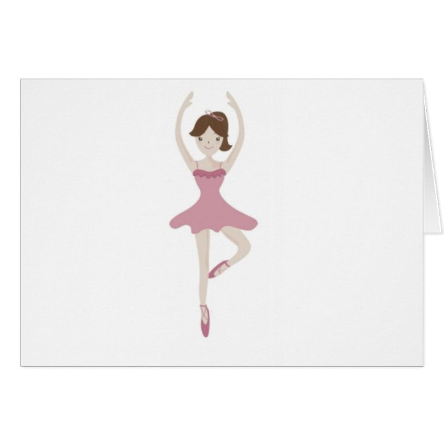 Rosa Ballerina Girl Hälsningskort (Framsidan Horizontal)