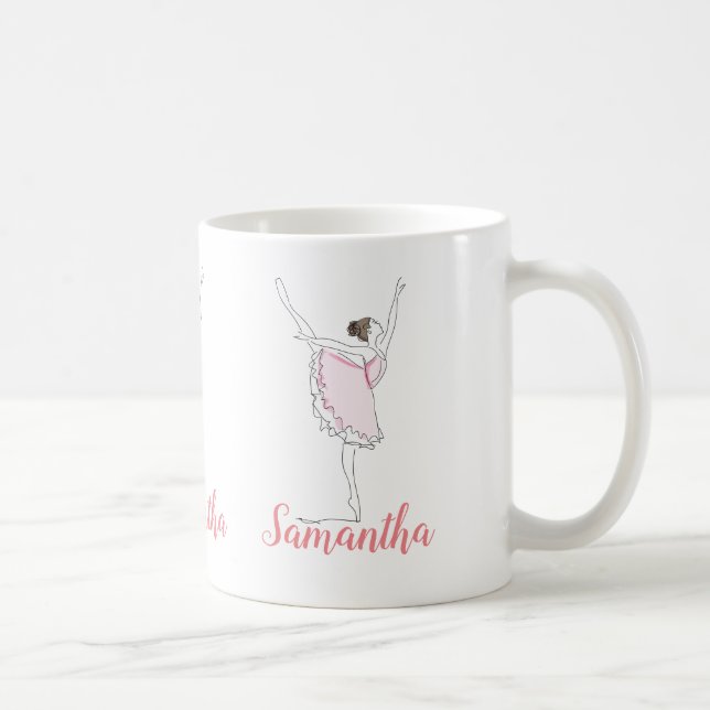 Rosa Ballerina Girl Personlig  Kaffemugg (Höger)