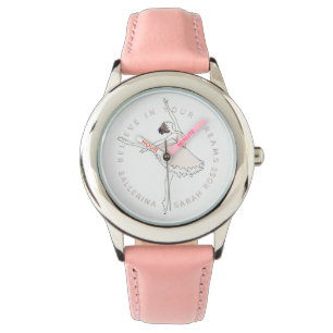 Rosa Ballerina Girl Personlig Namn Dreams Watch Armbandsur