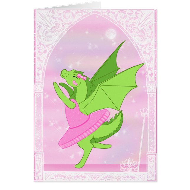 Rosa Ballerina Hälsningskort (Framsidan)