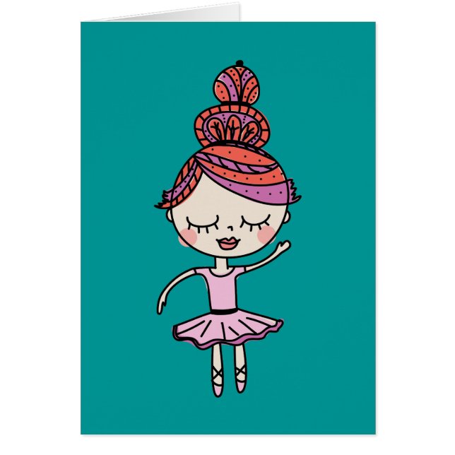 Rosa Ballerina Hälsningskort (Framsidan)