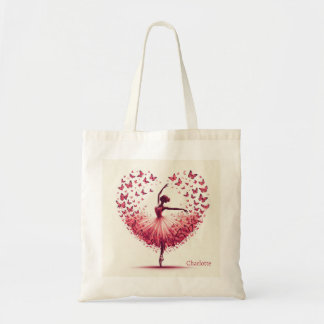 Rosa Ballerina Heart Butterflies Anpassad namndoan Tygkasse