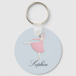 Rosa Ballerina Keychain för anpassade Nyckelring