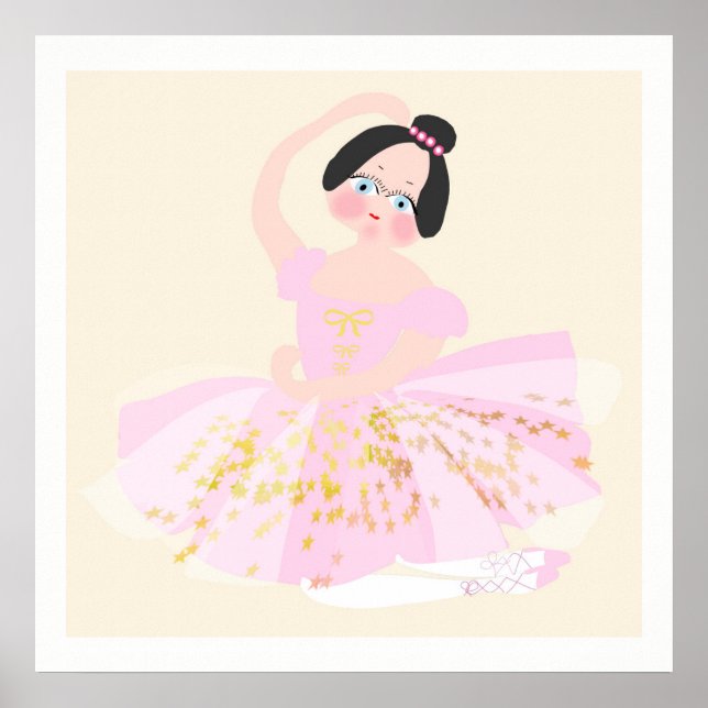 Rosa ballerina konst illustration. poster (Framsidan)