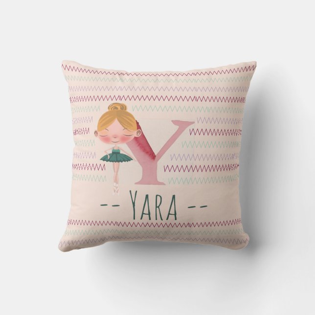 Rosa Ballerina Monogram Y – Personlig Konst Kudde (Baksida)