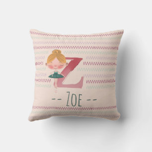 Rosa Ballerina Monogram Z - Personlig Art Kudde