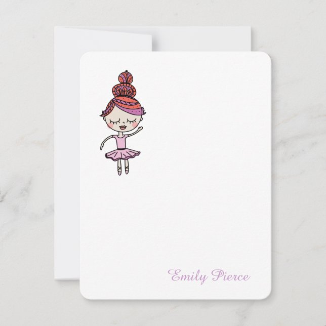Rosa Ballerina Note Cards Anteckningskort (Framsida)
