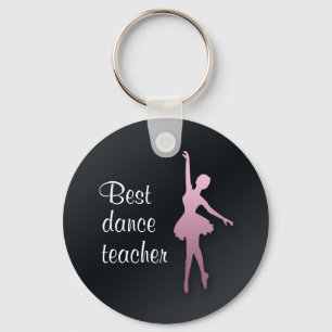 Rosa Ballerina på Black Dance Teach Gift Keychain Nyckelring