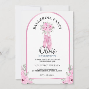 Rosa Ballerina Party Inbjudningar
