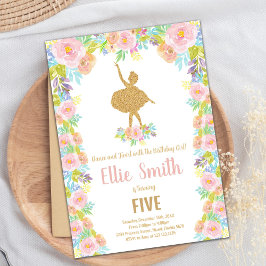 Rosa Ballerina Party Theme for Girls Inbjudningar