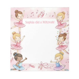 Rosa ballerina personlig Mitzvah-block Anteckningsblock