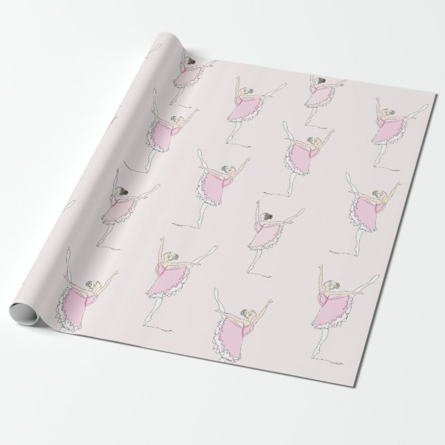 Rosa Ballerina Rosa Wrapping Papper Presentpapper (Utrullad)