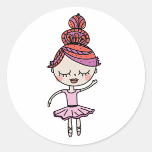 Rosa Ballerina Runt Klistermärke