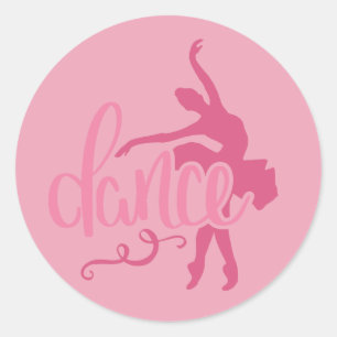 Rosa Ballerina Silhouette Ballet Dance Runt Klistermärke