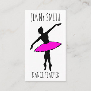 Rosa Ballerina Silhouette Ballet Toe Dance Teacher Visitkort