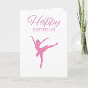 Rosa Ballerina Silhouette - födelsedag Kort