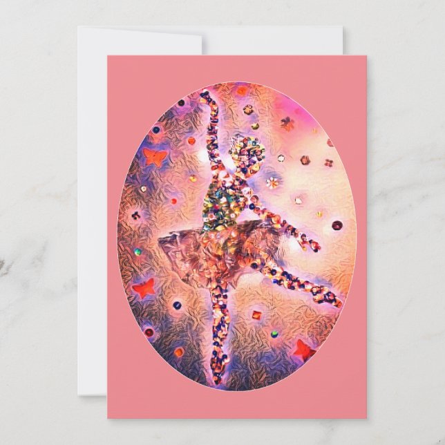 Rosa ballerina Sockerplommon Älvanötterdansare Julkort (Framsida)