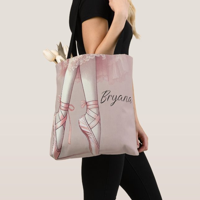 Rosa ballerina spetsiga tår födelsedagsfest tygkasse (Närbild)