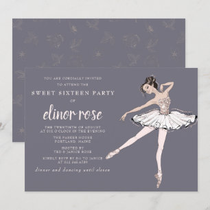 Rosa Ballerina Sweet 16 Party Inbjudningar