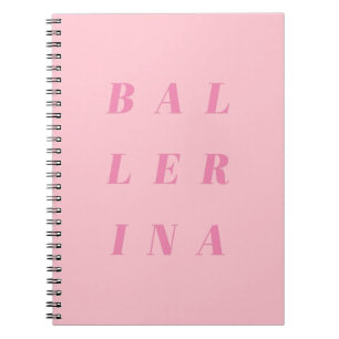 Rosa Ballerina Text Design for Ballet Dancers Anteckningsbok