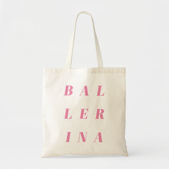 Rosa Ballerina Text Design for Ballet Dancers Tygkasse (Framsidan)