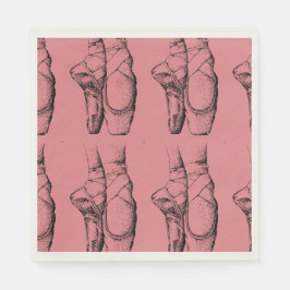 Rosa Ballerina Tofflor Ballet Papper Napkins Pappersservett