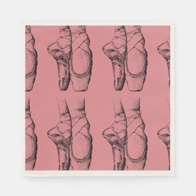 Rosa Ballerina Tofflor Ballet Papper Napkins Pappersservett (Framsidan)