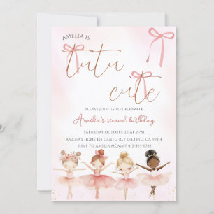 Rosa Ballerina Tutu Cute Birthday Inbjudningar