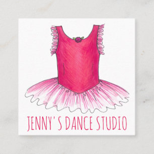 Rosa Ballerina Tutu Dance Studio Ballet Teacher Fyrkantigt Visitkort