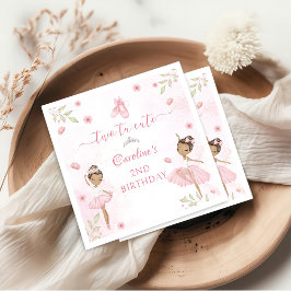 Rosa Ballerina Two Tu Cute Napkins 2:a födelsedag Pappersservett