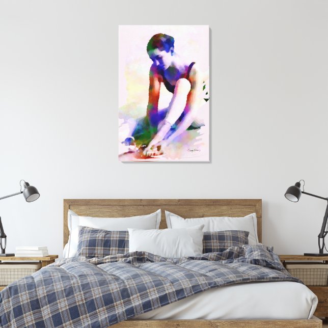 Rosa Ballerina Watercolor Contemporary Art Canvastryck (Insitu (sovrum))