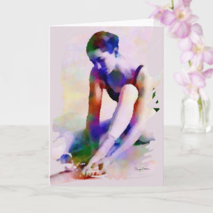 Rosa Ballerina Watercolor Contemporary Art Kort