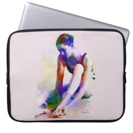 Rosa Ballerina Watercolor Contemporary Art Laptop Fodral