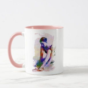 Rosa Ballerina Watercolor Contemporary Art Mugg