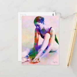 Rosa Ballerina Watercolor Contemporary Art Vykort
