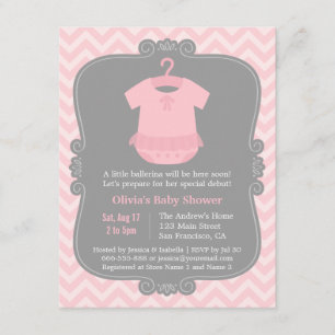 Rosa ballerinadansarens tutu flicka baby shower in inbjudningar