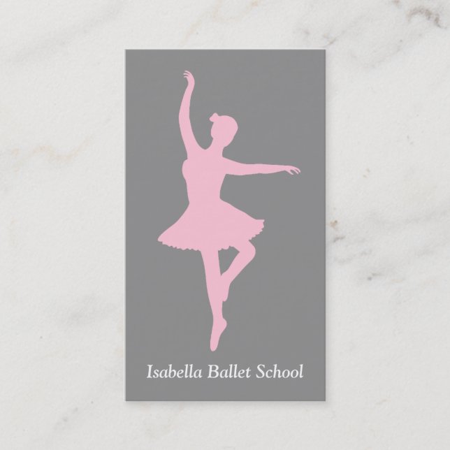 Rosa ballerinadansstudioinstruktör Grå Visitkort (Framsida)