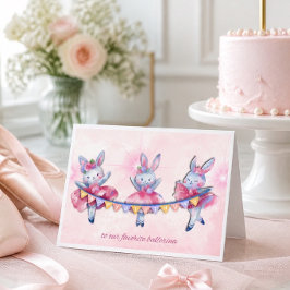 Rosa ballerinakaniner födelsedagskort kort
