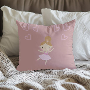 Rosa ballerinatjej kudde