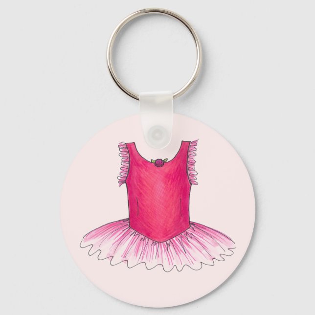 Rosa Ballet Ballerina Costume Tutu Dance Keychain Nyckelring (Framsida)