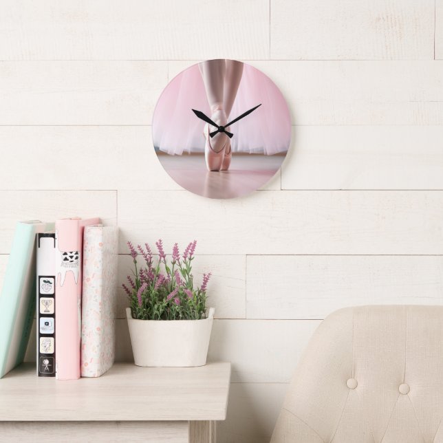 Rosa Ballet Ballerina Wall Clock Stor Klocka (Läsesal)