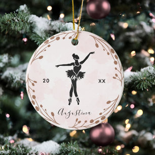 Rosa  Ballet Dancer Ballerina Namn & Year Julgransprydnad Keramik